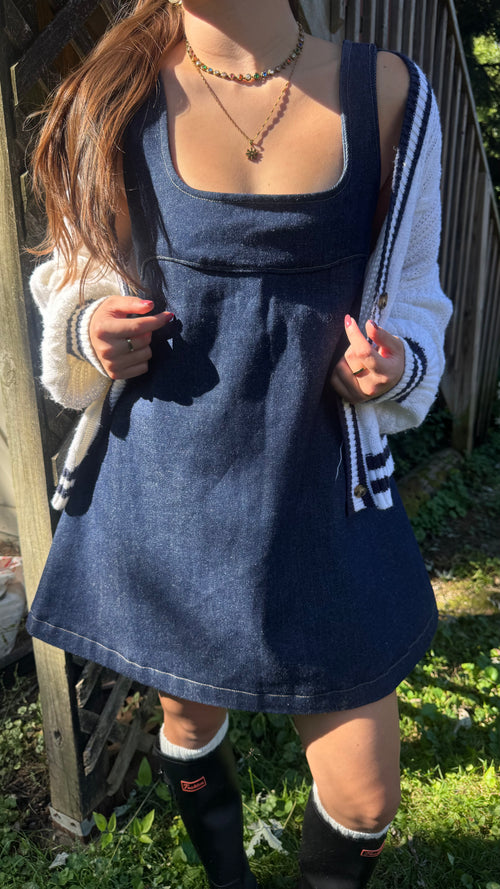 JUNI Flowy Cotton Denim Top with Back Frog Closures